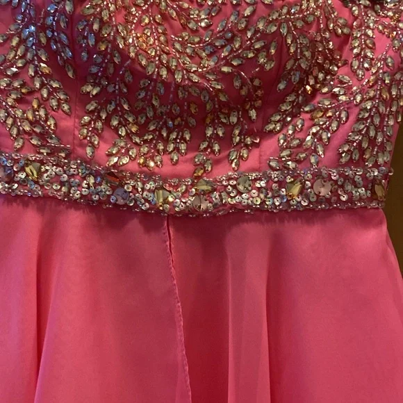 SHERRI HILL strapless pink short dress with diamonds - Picture 6 of 7